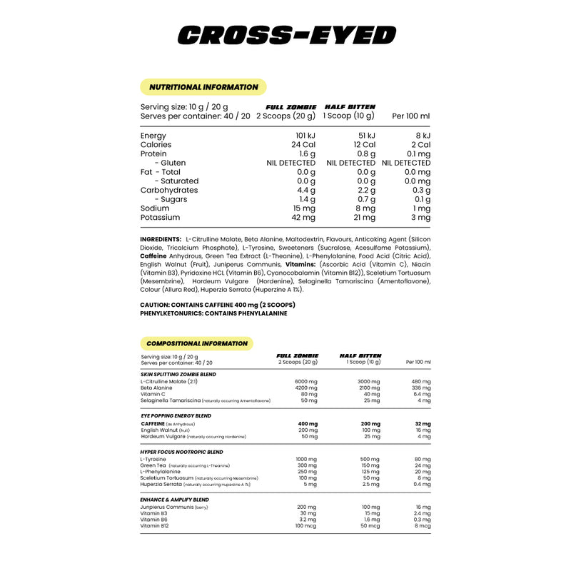 ZOMBIE LABS CROSS EYED EXTREME PRE WORKOUT