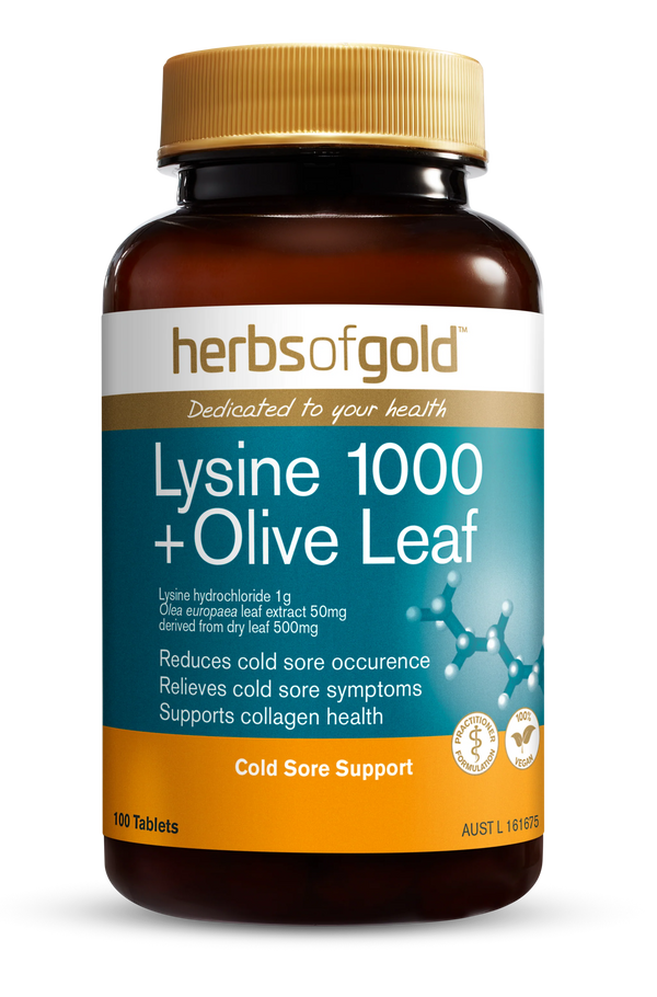 HERBS OF GOLD LYSINE 1000 + OLIVE LEAF