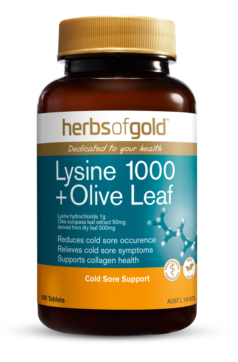 HERBS OF GOLD LYSINE 1000 + OLIVE LEAF