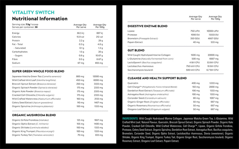 SWITCH NUTRITION VITALITY SWITCH